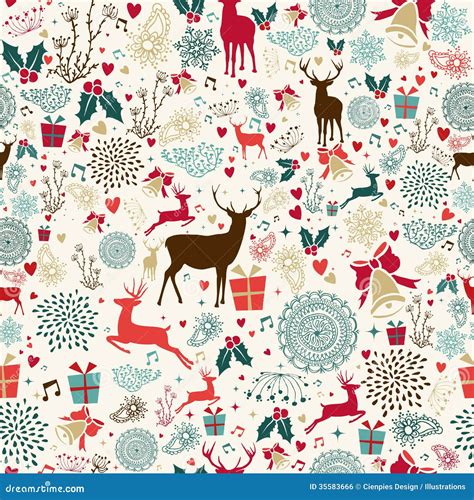 Vintage Christmas Reindeer Seamless Pattern Royalty Free Stock Image