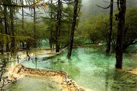 Fonds Decran Chine Parc Rivières Chute Deau Vallée De Jiuzhaigou