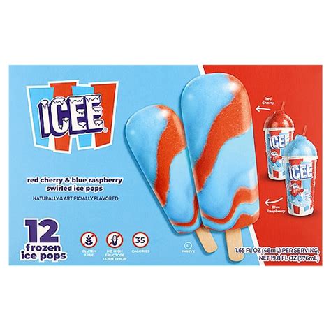 Icee Red Cherry And Blue Raspberry Swirled Ice Pops 165 Fl Oz 12 Count
