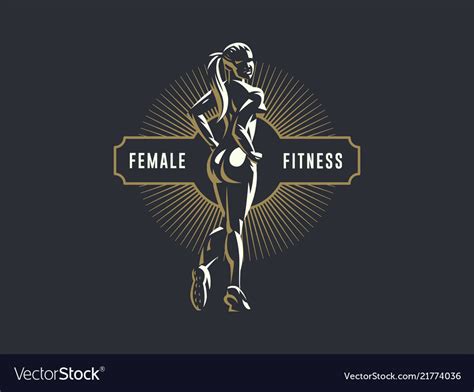 Woman Fitness Emblem Royalty Free Vector Image