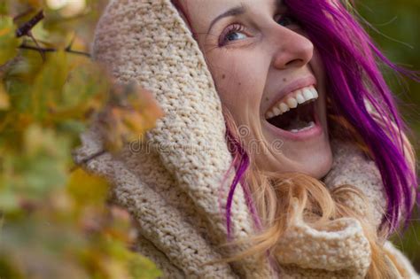 Beautiful Portrait Of A Girl With Colored Hair Stock Image Image Of
