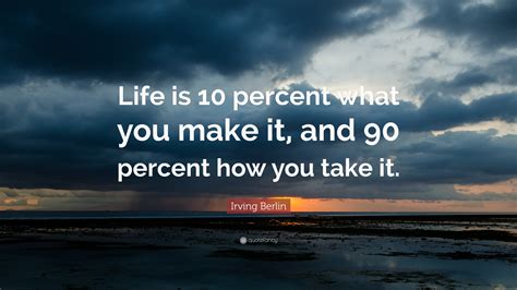 Very little is needed to make a happy life; Irving Berlin Quote: "Life is 10 percent what you make it ...