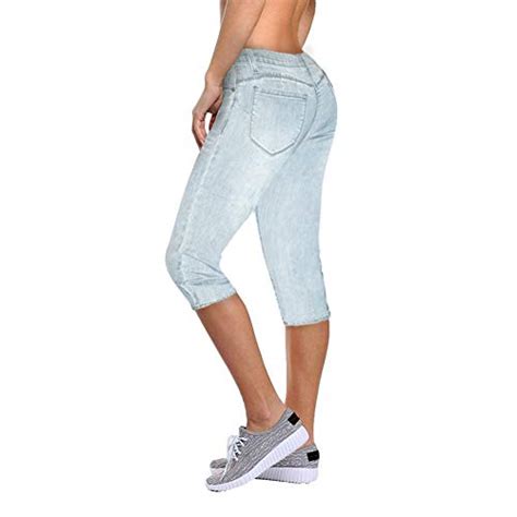Women S Butt Lift Super Comfy Stretch Denim Capri Jeans Q X Light WASH B BQZ J K