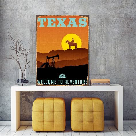 Texas Welcome To Adventure Texas Welcome Sign Texas Metal Sign Etsy