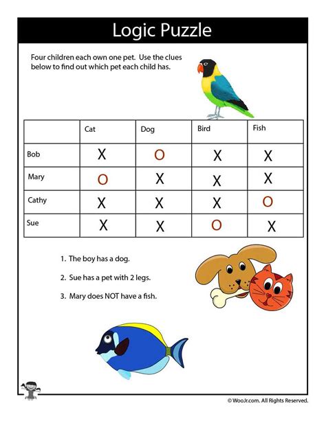 Animals Easy Logic Puzzle For Kids Answers Woo Jr