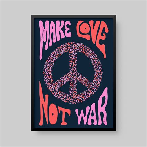 Make Love Not War Peace Symbol Wall Art Print Wee Blue Coo