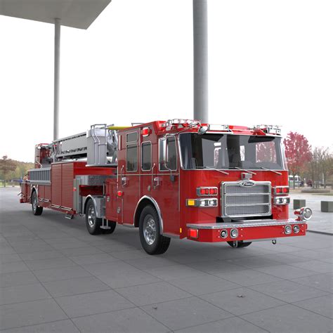 3d Model Firetruck Pierce Ascendant 107 Heavy Duty Tiller Aerial Ladder