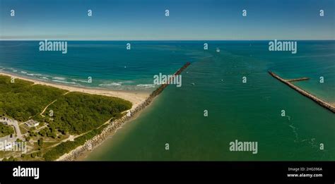 Aerial Panorama Over The Fort Pierce Inlet Fl Usa Stock Photo Alamy