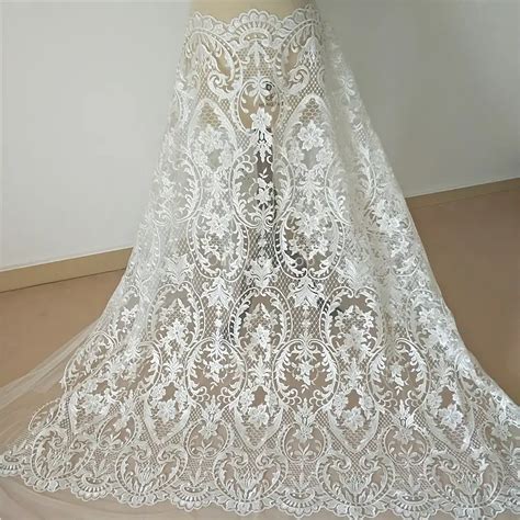 Beaded Ivory Lace Fabric French Wedding Lace Th