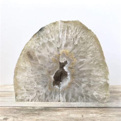 Agate Bookends Geode Bookends Natural Stone Book Ends Gray And Brown
