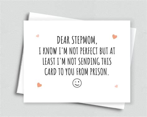funny birthday card for stepmom at least not from prison funny bonus mom card funny card from
