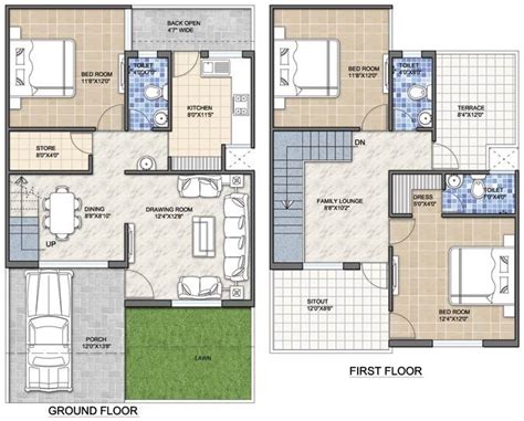 Image Result For 2 Bhk Floor Plans Of 2545 Two Storey Houses