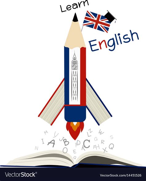 Learn English Education Design On White Paper Vector Image