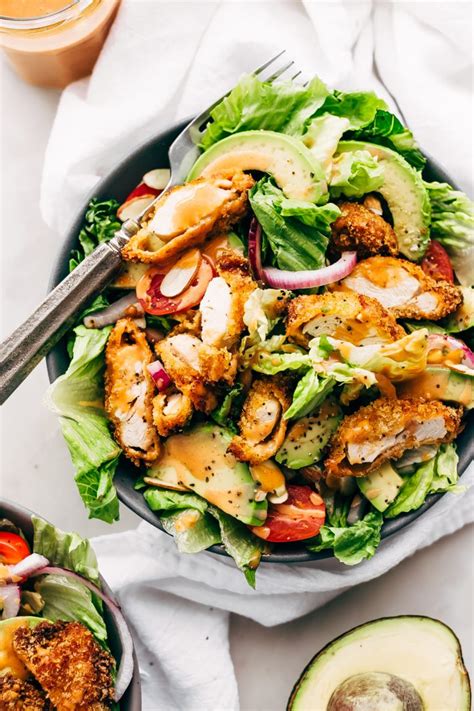 Crispy Chicken Salad With Siracha Honey Bbq Dressing Recipe Little