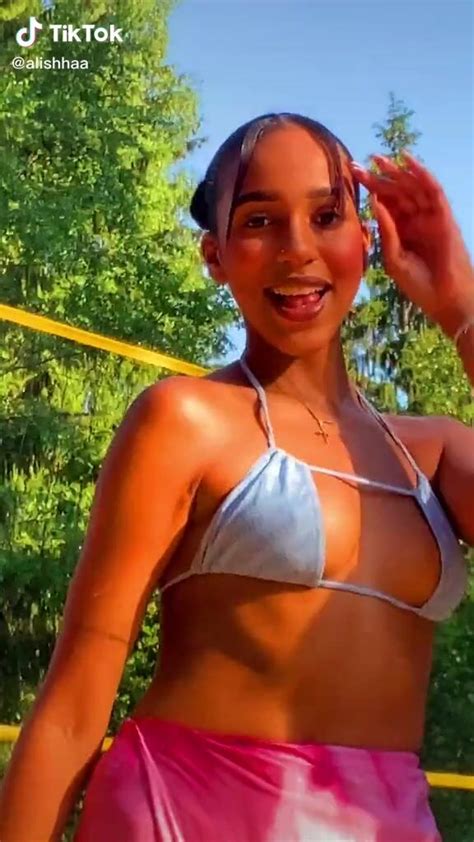 Sexy Alisha Kone Shows Cleavage In Blue Bikini Top Sexyfilter Com