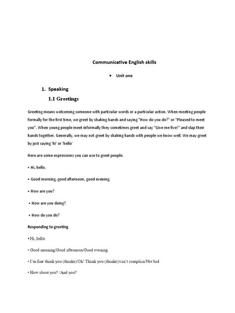 Communicative English Skill Hand Out Pdf Speed Reading Subject