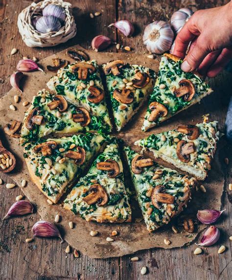 Spinat Pizza Mit Pilzen Und Knoblauch Vegan Bianca Zapatka Rezepte