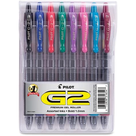 Pilot G2 8 Pack Bold Gel Roller Pens Bold Pen Point 1 Mm Pen Point