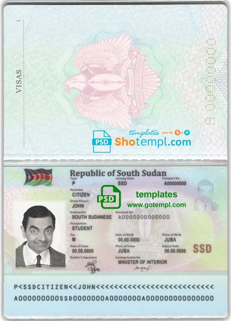 South Sudan passport template in PSD format | Passport template, Passport, Templates