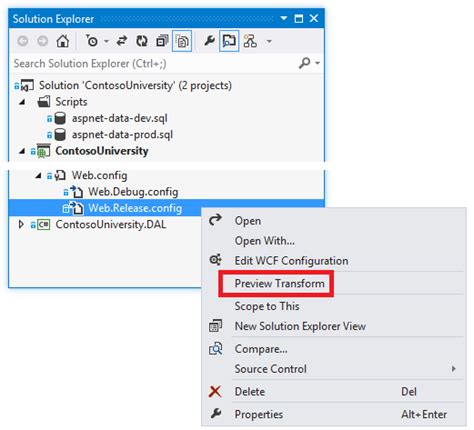 Visual Studio を使用した web 配置の ASP NET ファイル変換のWeb config Microsoft Learn