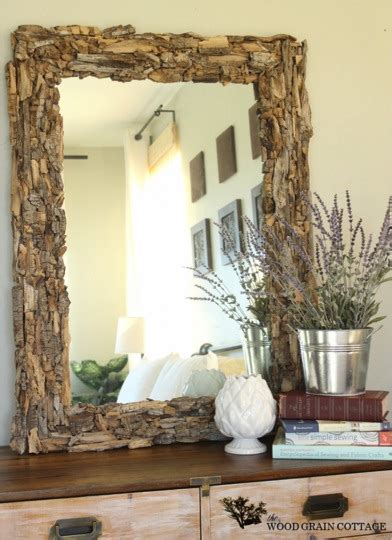 Perfect for making a big statement, brass rectangle frame encloses inset mirror adding depth, dimension and reflecting a warm glow. Beautiful DIY Driftwood Mirror - Do-It-Yourself Fun Ideas