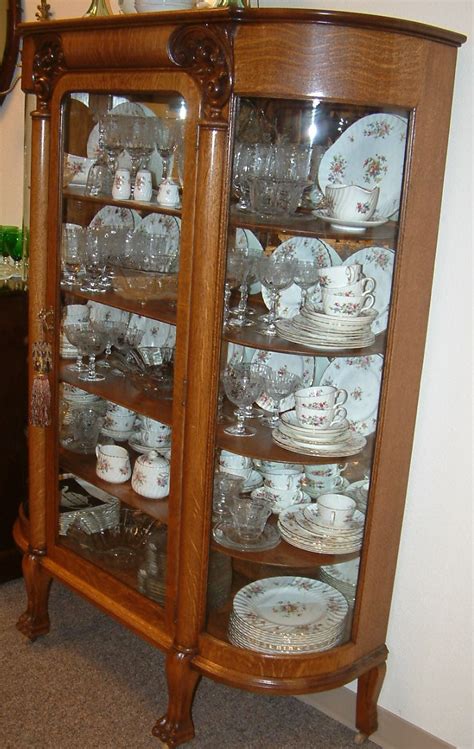 Oak Curved Glass China Cabinet Salado Creek Antiques