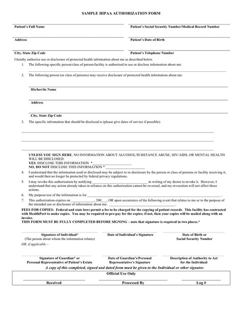 Patient Free Printable Hipaa Forms Printable Forms Free Online