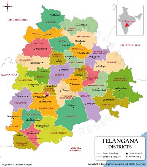 Telangana District Map Telangana Political Map