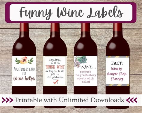 funny wine labels printable
