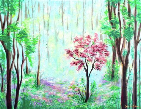 The Pink Flower Tree Painting By Gina De Gorna Pixels