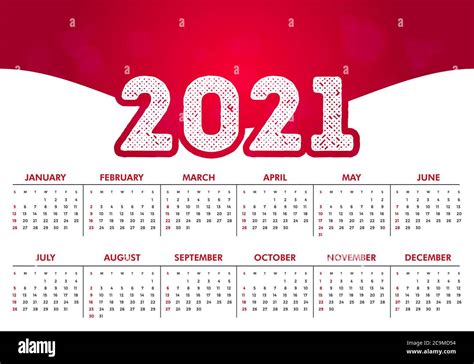 Calendar 2021 Calendar Of The New Year 2021 Vector Illustration For
