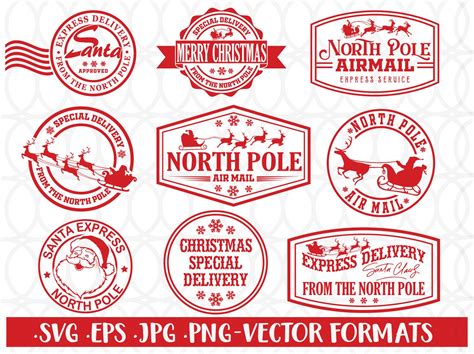 North Pole Svg Bundle North Pole Mail Express Post Svg Santa Etsy