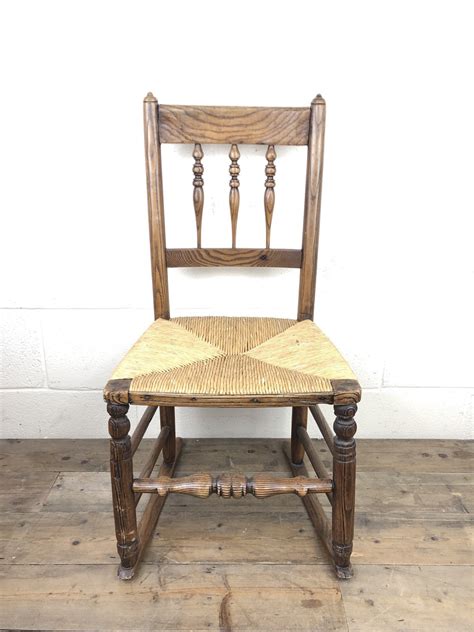 Antique Ash And Elm Rocking Chair With Rush Seat 728078