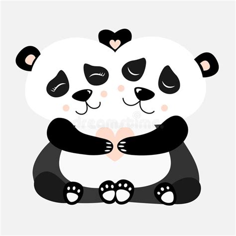 Abrazo Del Ejemplo De Panda Postcard Vector Stock De Ilustración