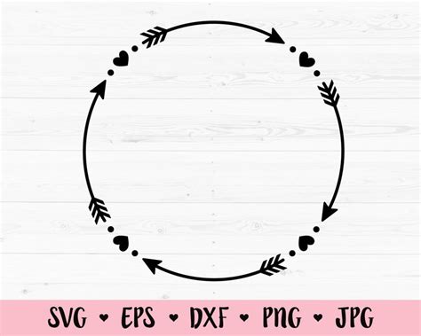 Arrow Circle Svg Arrows With Hearts Cut File Monogram Frame Etsy