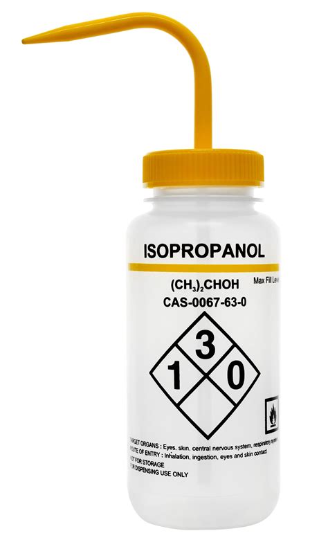 500ml Capacity Labelled Wash Bottle For Isopropanol Color Coded Yell