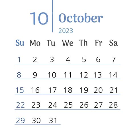 October Calendar Vector Hd Images Calendar October 2023 Start Sunday