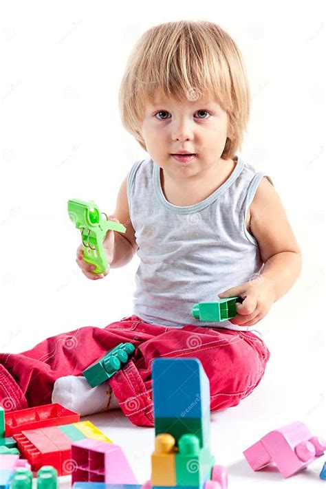 Cute Little Boy Playing With Blocks Stock Image Image Of Little