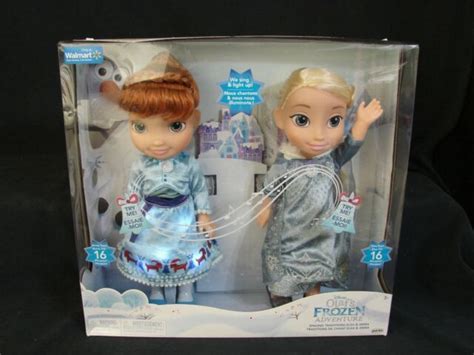 Disney Olaf S Frozen Adventure Elsa And Anna Singing Traditions Dolls Lights Up For Sale Online