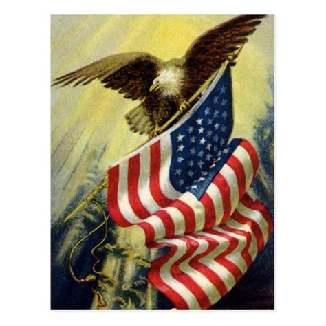 Vintage Patriotism Patriotic Eagle American Flag Postcard Zazzle
