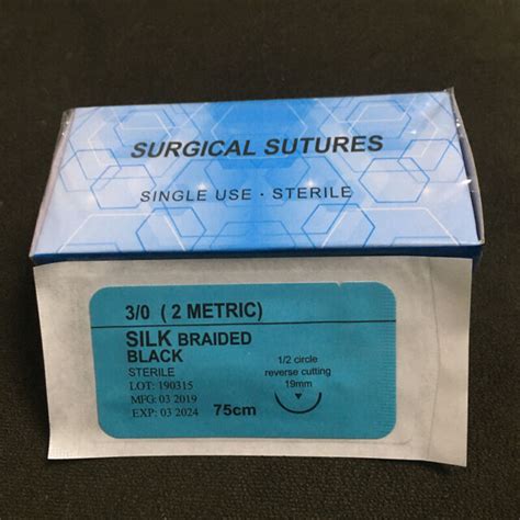 12pcsbox Dental Surgical Suture Silk Braided 75cm Non Absorbable