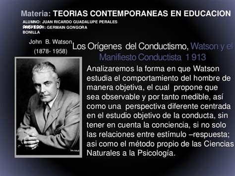 Los Orígenes Del Conductismo Watson Y El Manifiesto Conductista