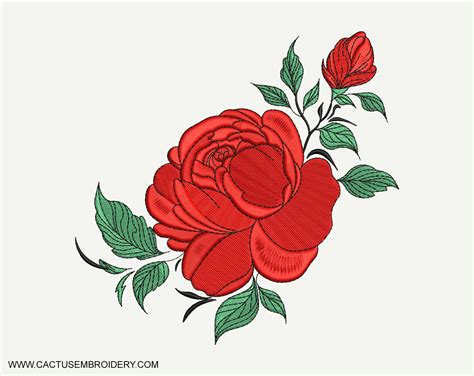 Rose Flower Machine Embroidery Design Cactus Embroidery