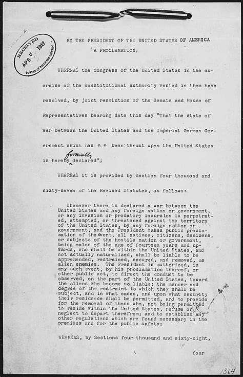 April 6 1917 Declaration Of War Wwi