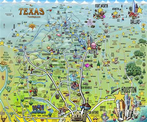 Texas Big Fun Map By Kevin Middleton Digital Artwork Fun Texas Art