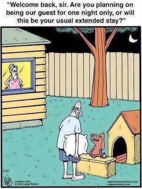 Husband In The Dog House Funny Comics Marriage Jokes Humor Marriage