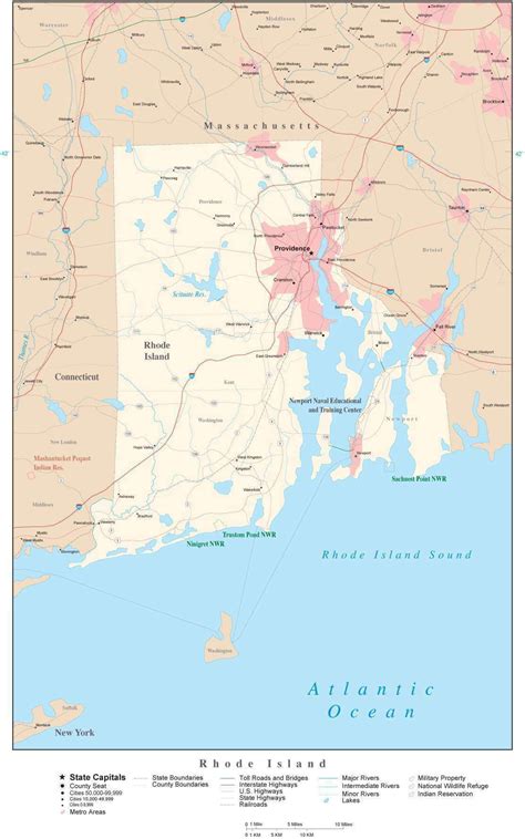 Rhode Island Detailed Map In Adobe Illustrator Vector Format Detailed