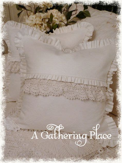 ~romantic cottage white lace pillows for 5~ lace pillow romantic cottage shabby pillows