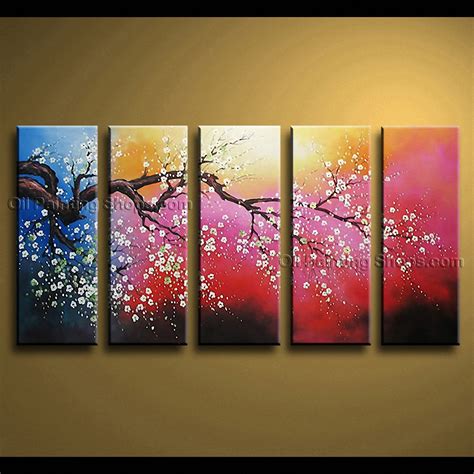 Large Contemporary Wall Art Floral Painting Cherry Blossom Oil On Canvas