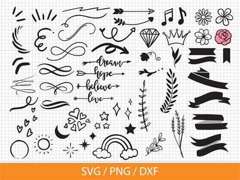 Text Decoration Set 2 Svgpngdxf Digital Download For Cricut Etsy